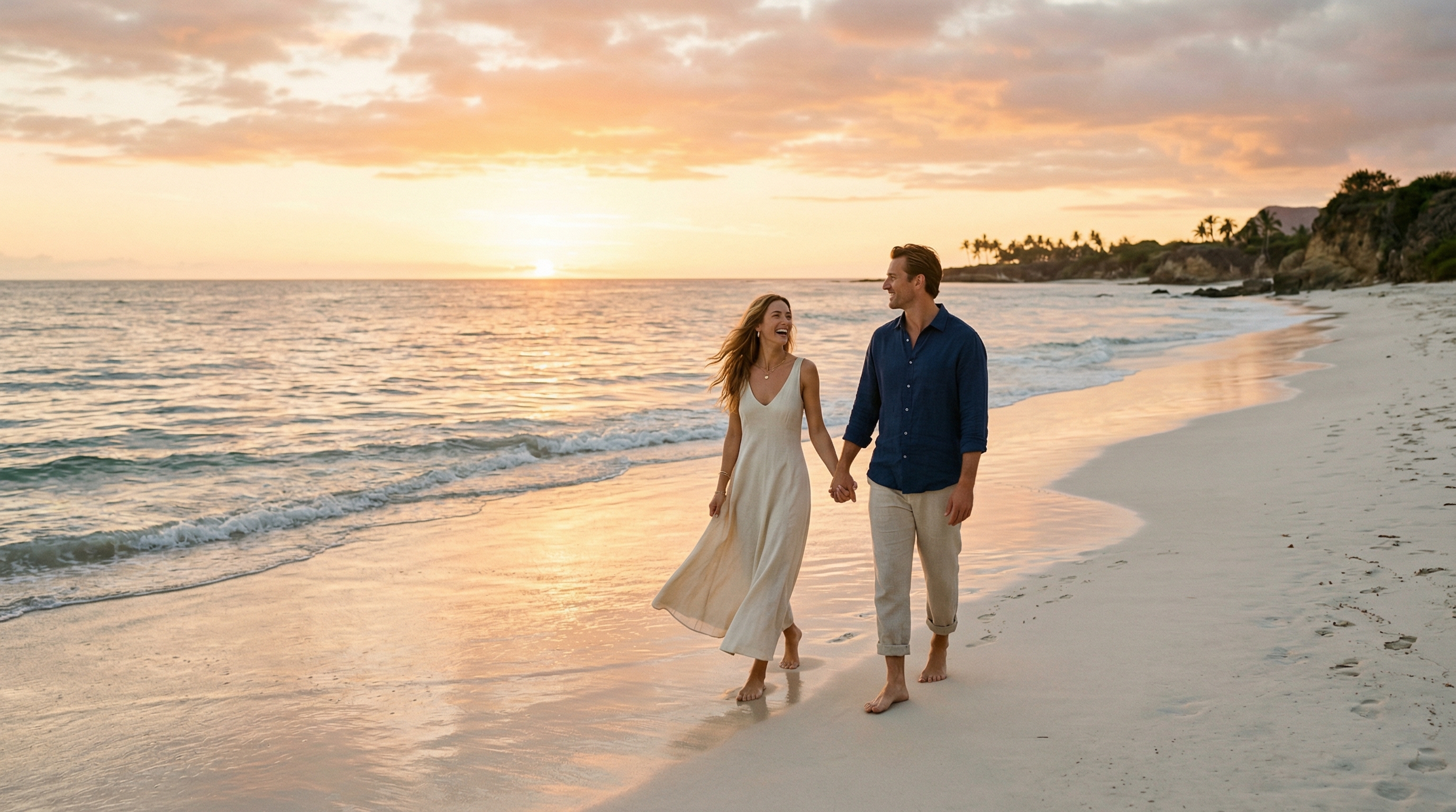 Oceania luxury lifestyle — breathtaking Pacific setting at golden hour