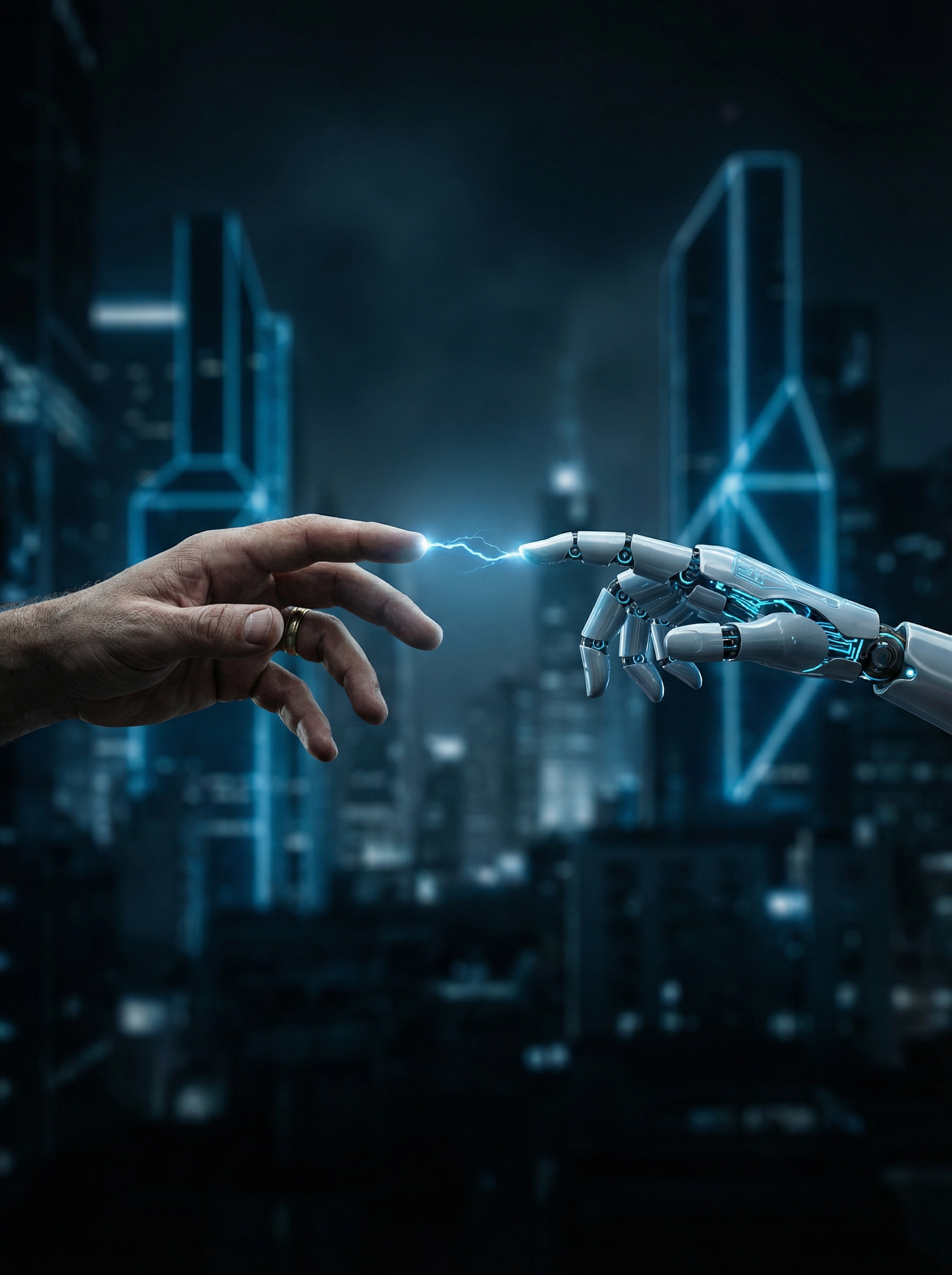 Human and robot working together side by side in modern factory