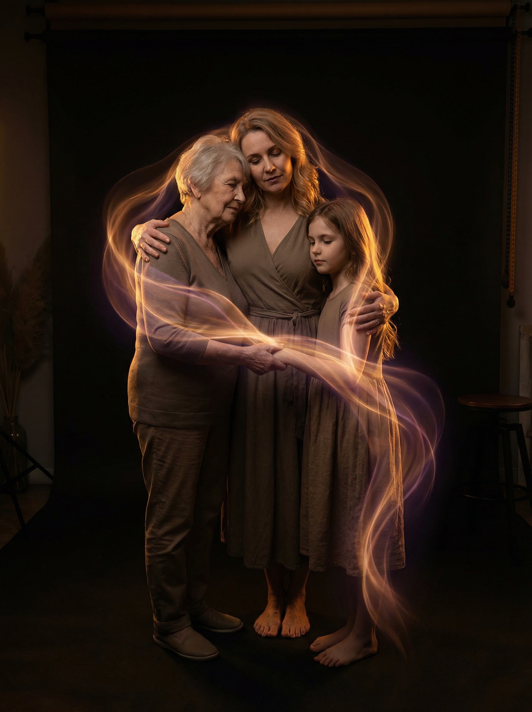 Three generations of women — grandmother, mother, daughter