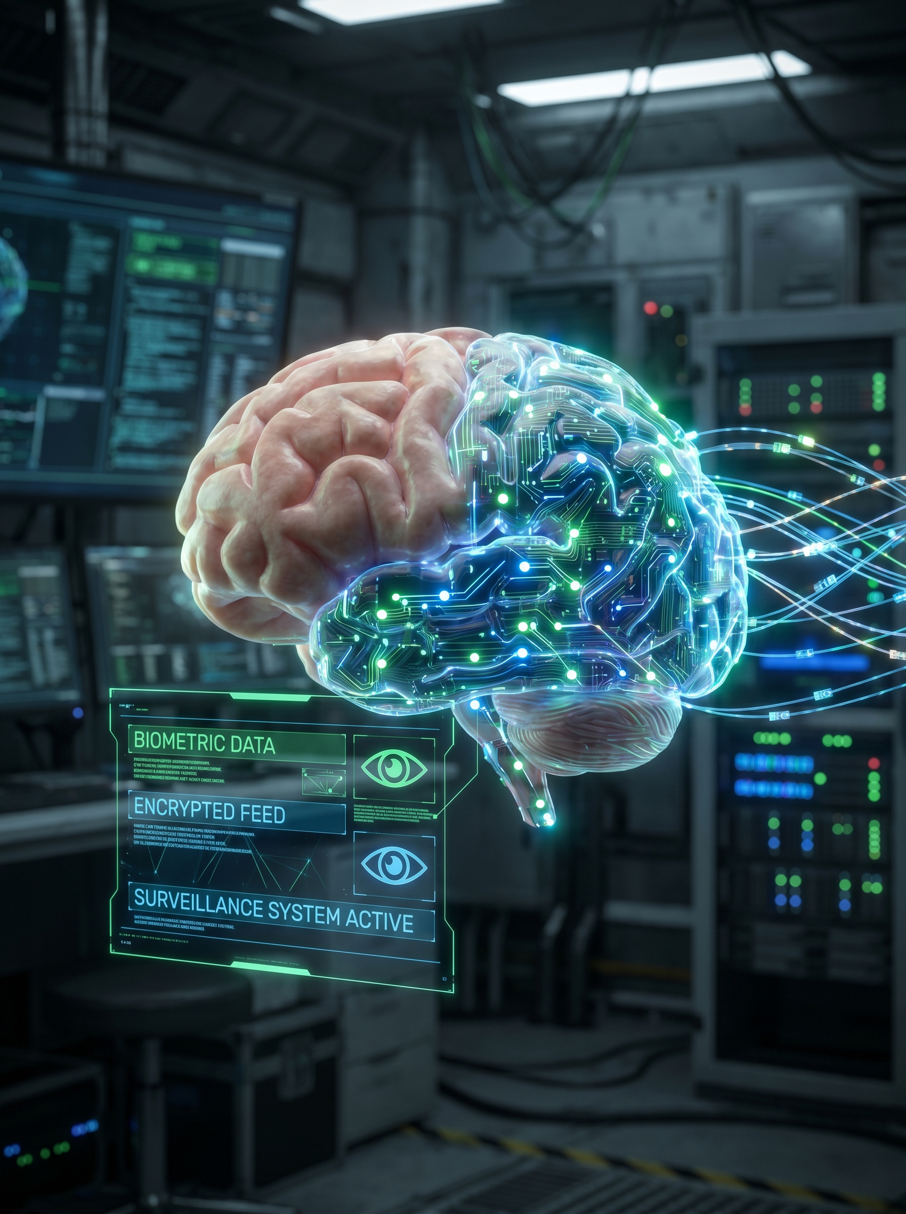 Half human brain half digital AI neural network